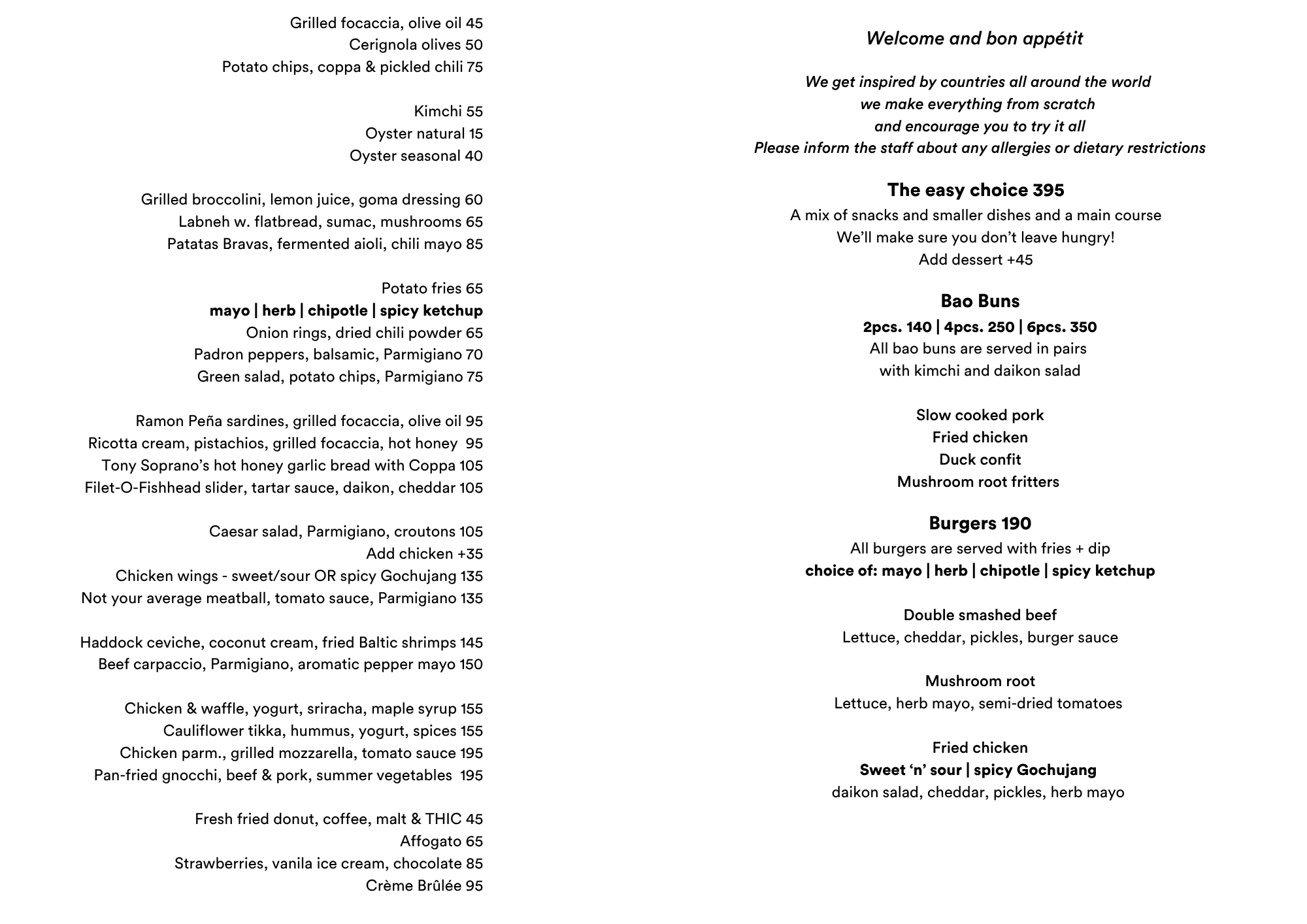 Eatery Menu